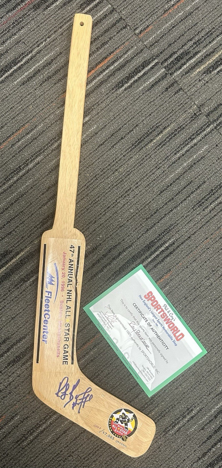 Ray Bourque Autographed Mini Goalie Stick 1996
