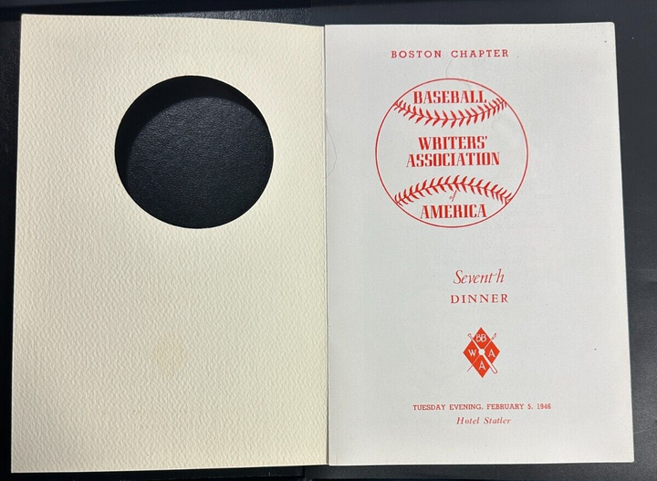 Feb 5, 1946 Seventh Annual Baseball Writers Association America Dinner Program