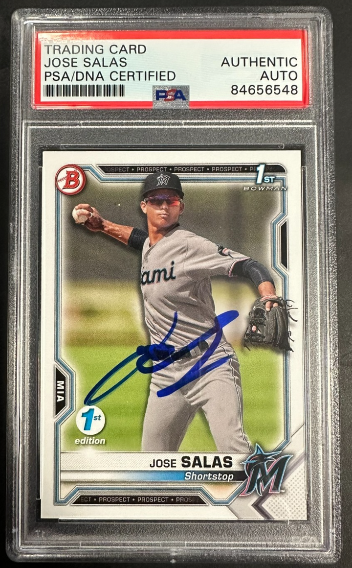 2021 Bowman 1st Card Jose Salas Autographed Card #BFE-110 PSA Marlins