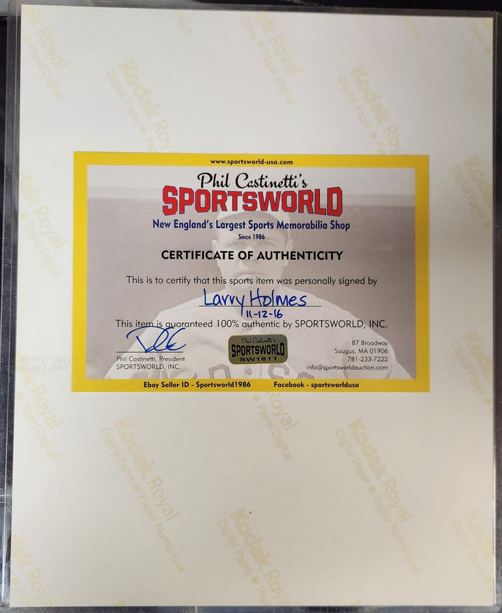 Larry Holmes Signed 8x10 Sports Illustrated Replica Cover Photo Boxing HOF COA