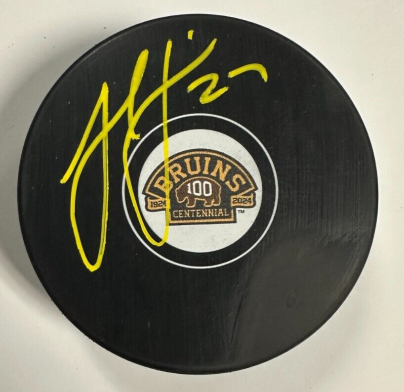 Hampus Lindholm Autographed Boston Bruins 100th Anniversary Puck