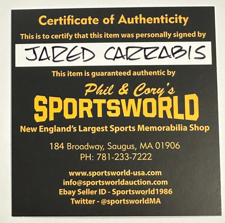 Jared Carrabis Autographed OML Baseball W Section 10 Insc Red Sox Barstool