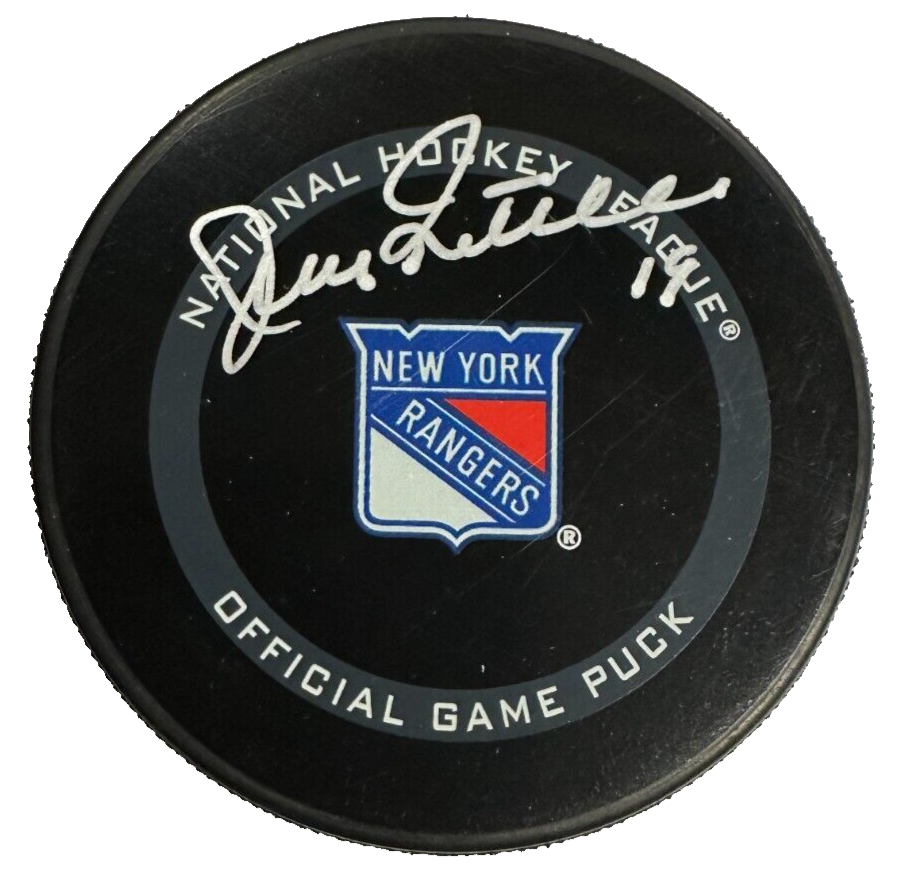 Jean Ratelle Autographed New York Rangers Official Game Puck BAS