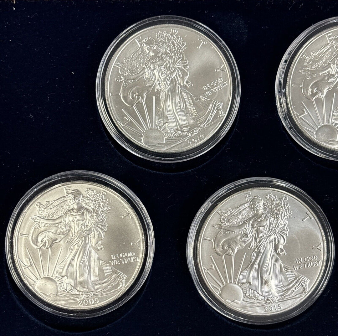 PCS Silver Eagle 7 Coin Set Tom Brady Super Bowl Championships 361/1200