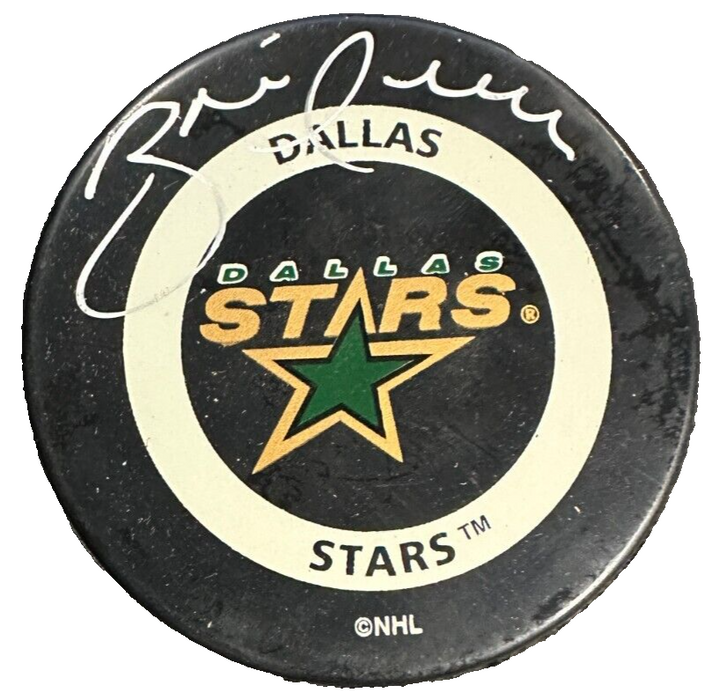 Brett Hull Autographed Dallas Stars Hockey Puck UDA HOF