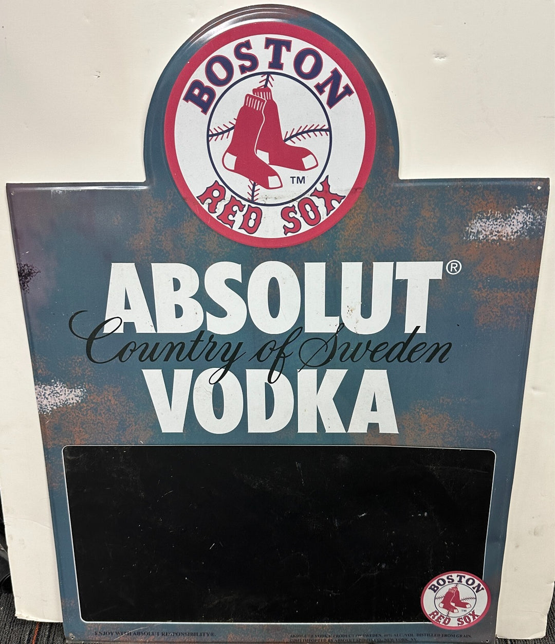 Boston Red Sox & Absolut Vodka Chalkboard Metal Sign