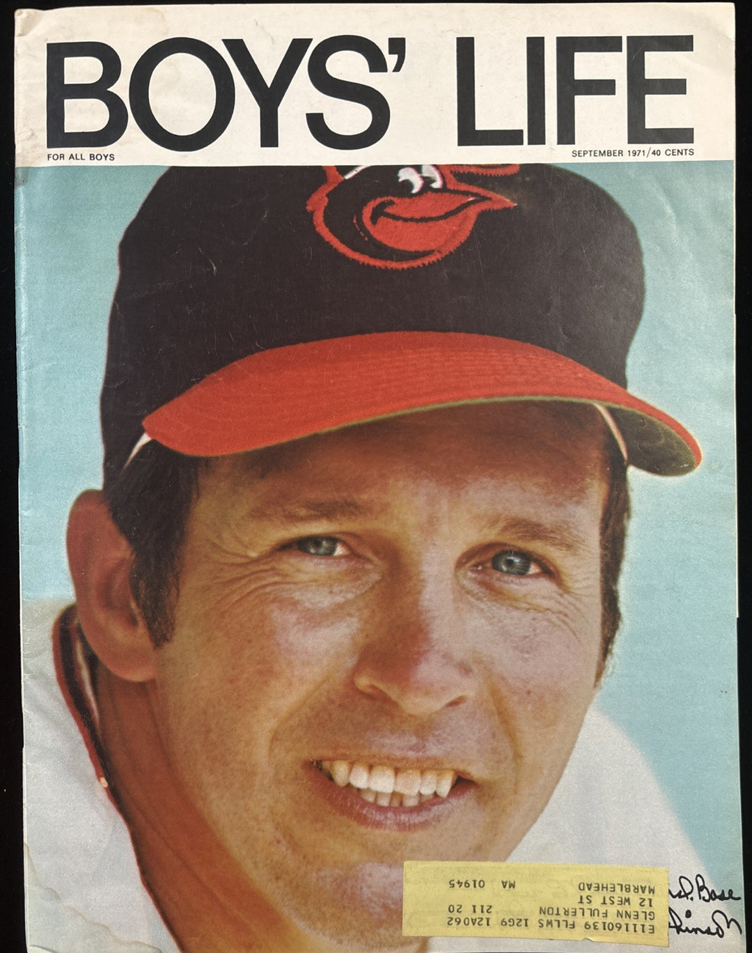 September 1971 Boys Life Magazine Brooks Robinson Cover