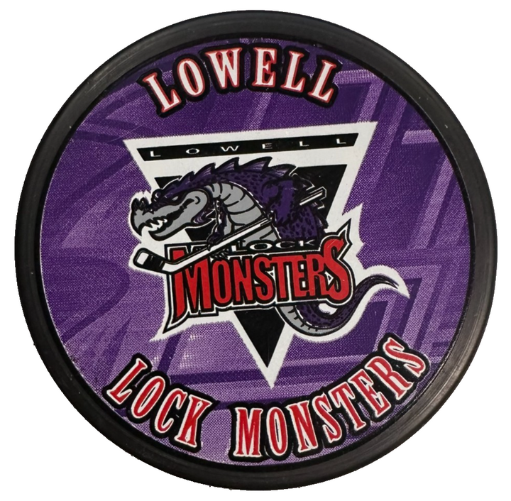 Vintage Lowell Lock Monsters Official Hockey Puck AHL