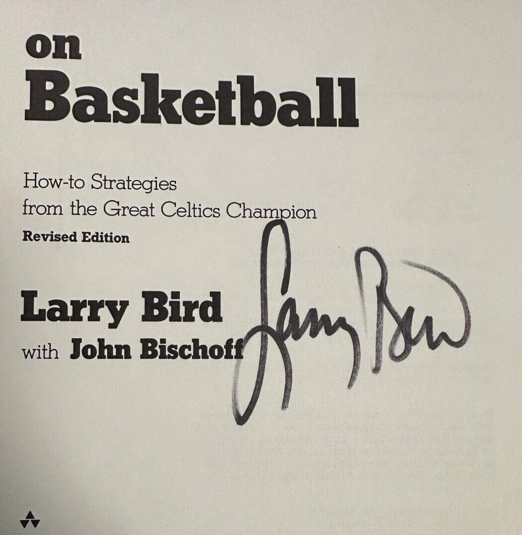 Larry Bird Autographed on Basketball Book W/ John Bischoff Boston Celtics