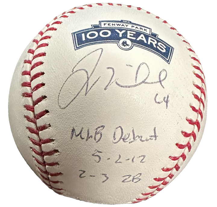 Will Middlebrooks Signed Fenway Park 100th Anniversary Baseball W/Debut 5-2-12