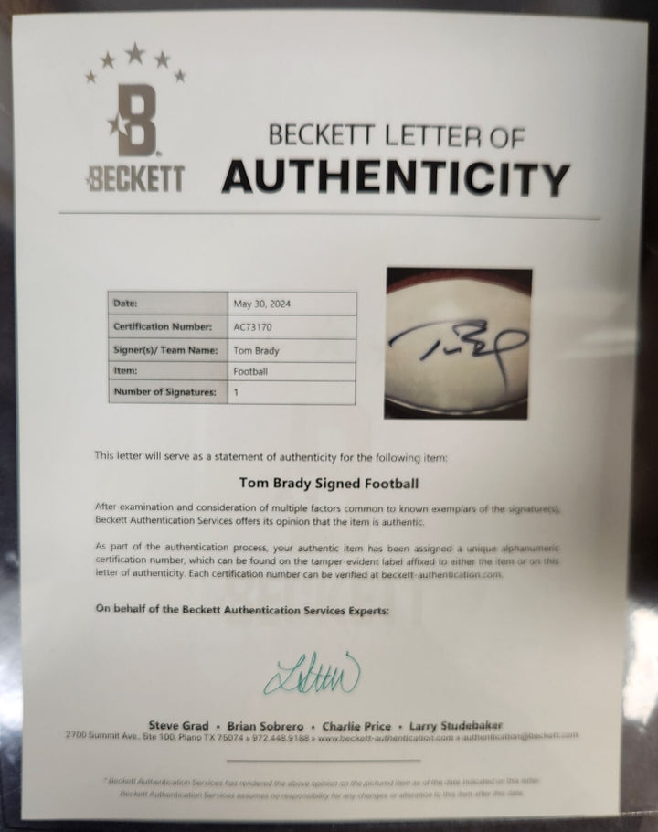 Tom Brady Signed Wilson Official NFL White Panel Football Patriots Beckett LOA 