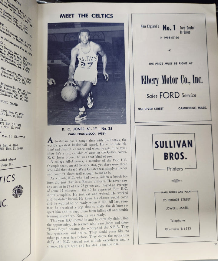 1960 NBA Finals Boston Celtics Vs. St. Louis Hawks Program Game 2 March 29, 1960