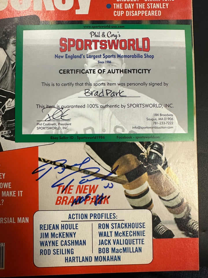 Brad Park Autographed May 1977 Action Sports Hockey W/ HOF 88