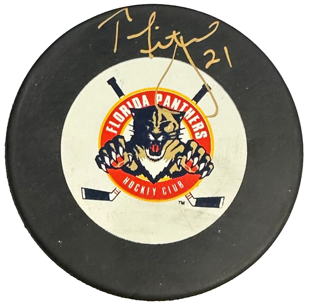 Tom Fitzgerald Autographed Florida Panthers Hockey Puck NHL