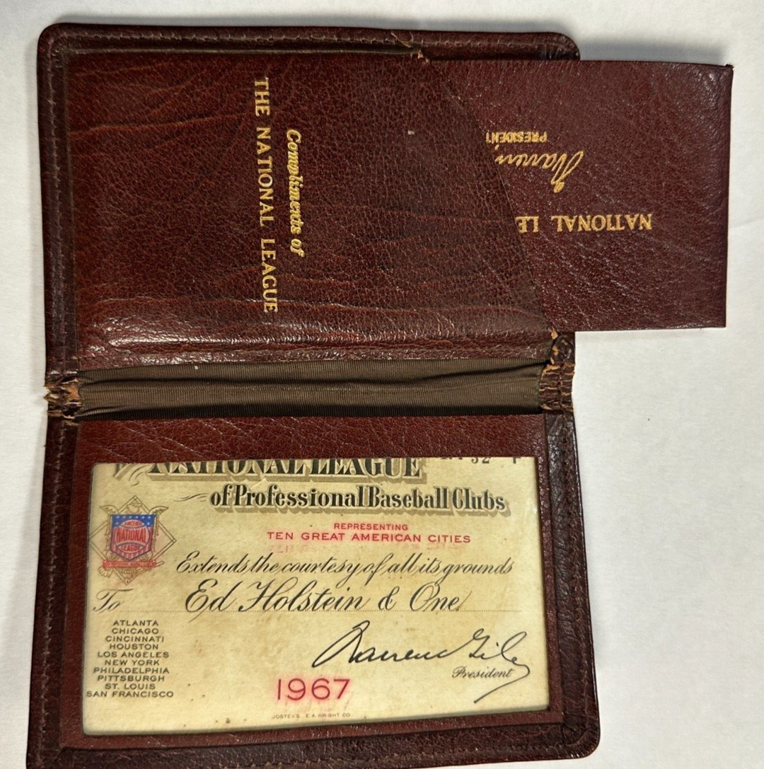 1967 Official National League Season Pass, Schedule & Case Warren Giles