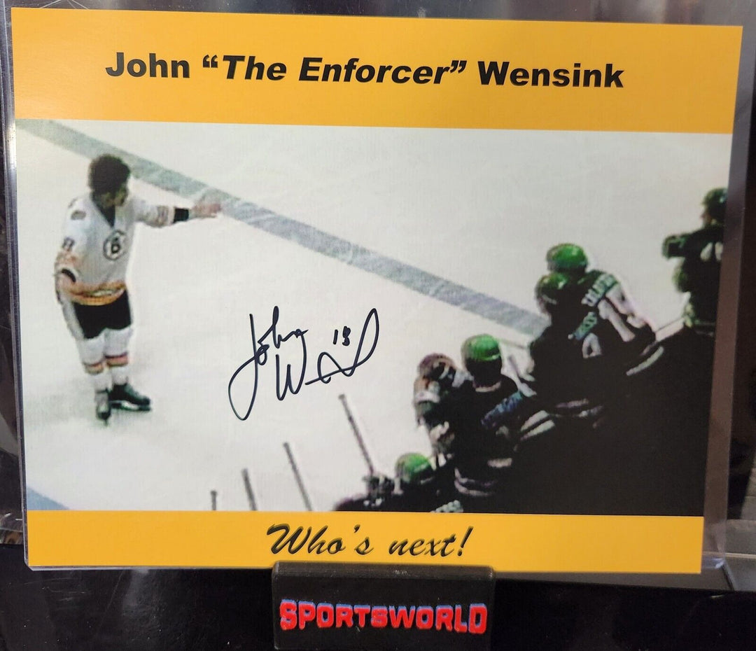 John "The Enforcer" Wensink Signed 8x10 Photo Boston Bruins COA