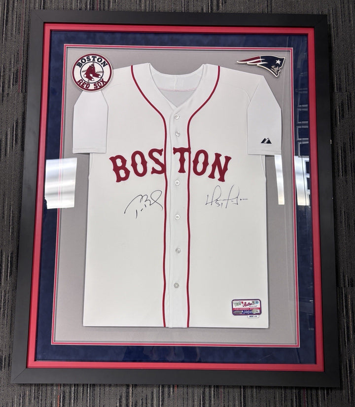 Tom Brady David Ortiz Framed Signed Red Sox Jersey Fanatics Tri-Star MLB Boston