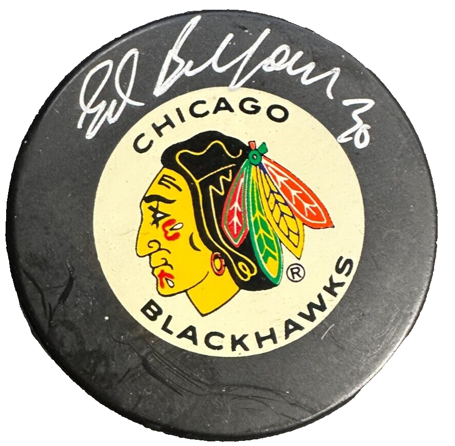 Ed Belfour Autographed Chicago Blackhawks Hockey Puck NHL