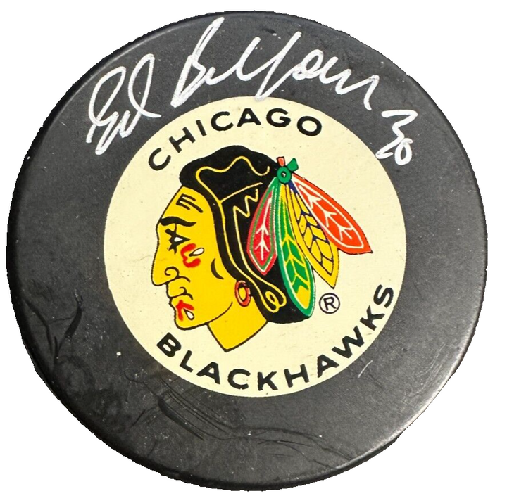 Ed Belfour Autographed Chicago Blackhawks Hockey Puck NHL