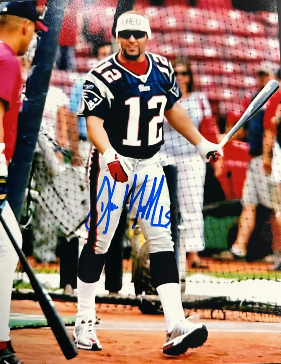 Kevin Millar Autographed Boston Red Sox 8x10 Photo W/ Tom Brady's Uniform On