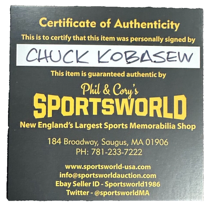 Chuck Kobasew Autographed Boston Bruins Hockey Puck NHL