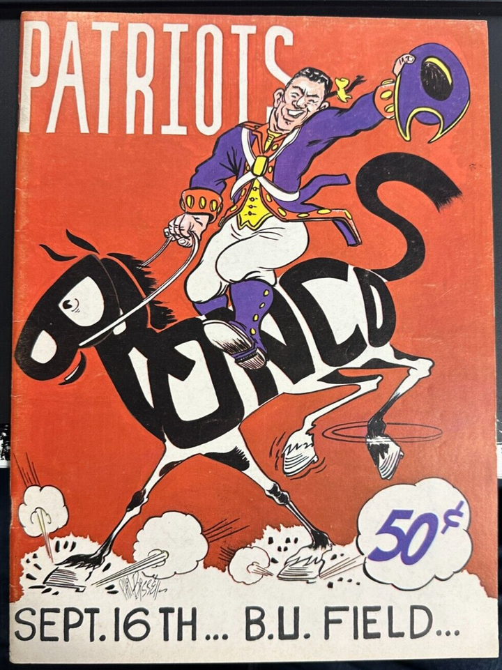 Sept 16, 1961 Boston Patriots & Denver Broncos Game Program AFL 45-17 Pats