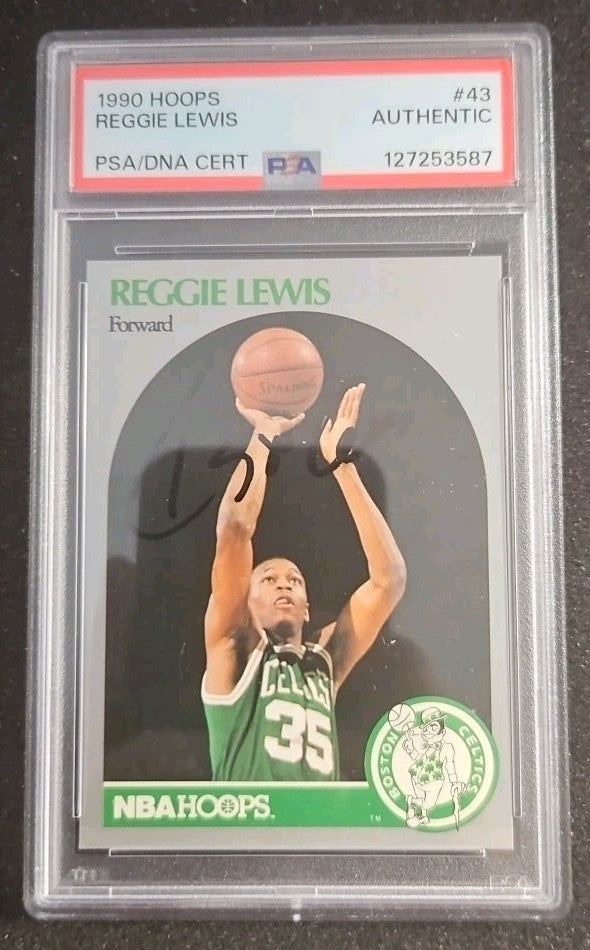 1990 Hoops #43 Reggie Lewis Autographed Card PSA Authentic