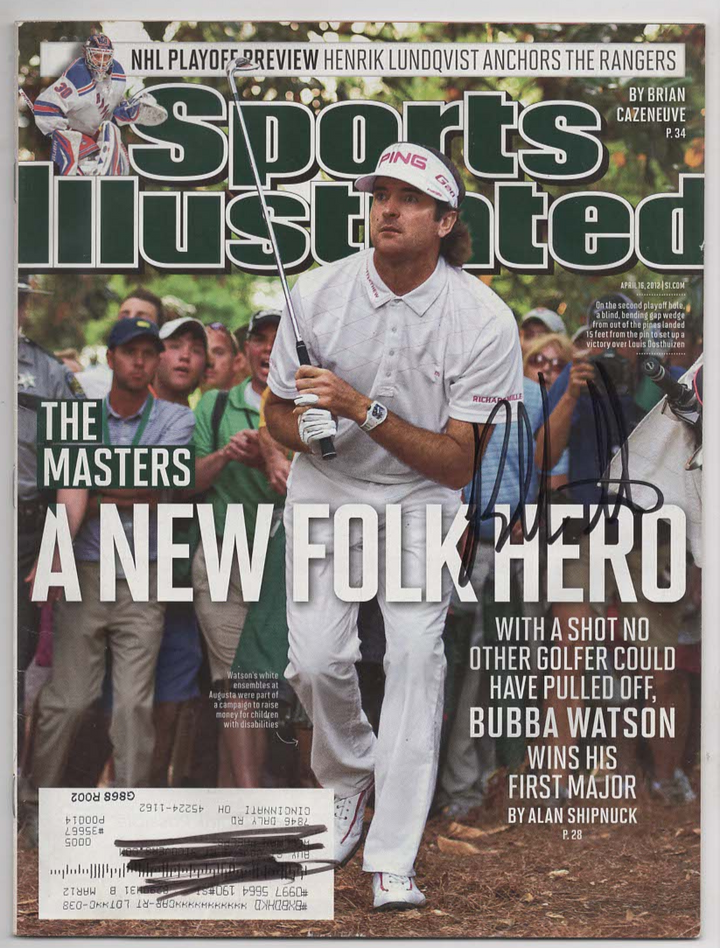 Bubba Watson Autographed April 6, 2012 Issue of Sports Illustrated The Masters