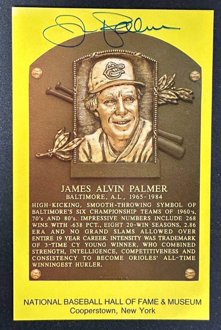 Jim Palmer Autographed MLB Hall Of Fame Postcard Orioles BAS