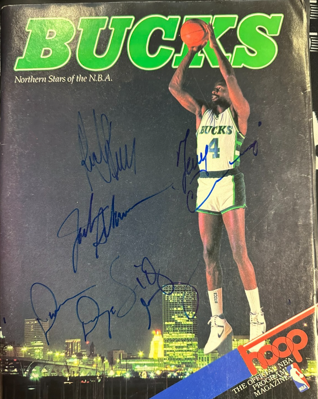 1986-87 Celtics & Bucks Team Signed Program Bird DJ KC Jones Havlicek Sikma