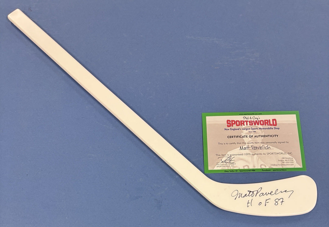 Matt Pavelich HOF 87 Signed Mini Stick 1st Linesman In HOF Sportsworld COA