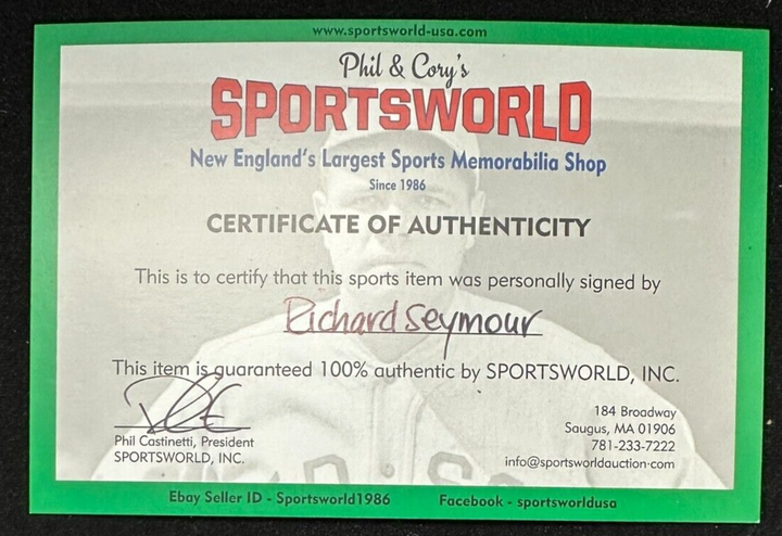 Richard Seymour Autographed New England Patriots Logo Football HOF