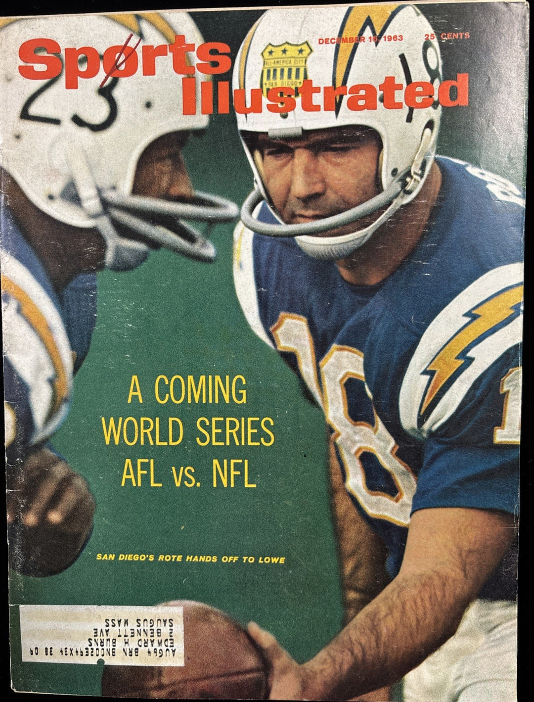 Dec 1963 Sports Illustrated San Diego Chargers Tobin Rote & Paul Lowe AFL vs NFL