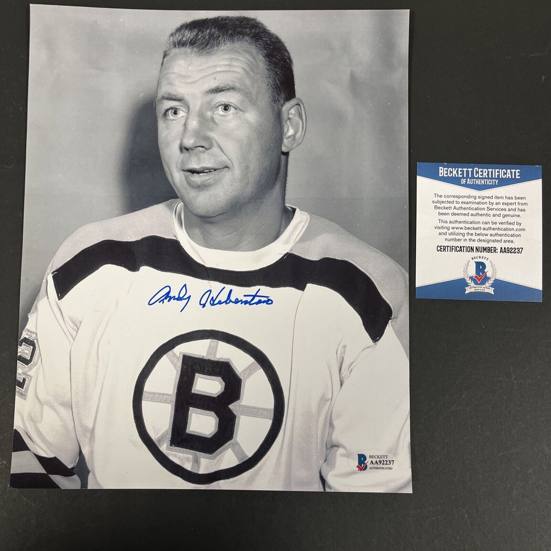 Andy Hebenton Signed 8x10 Boston Bruins Beckett Sportsworld