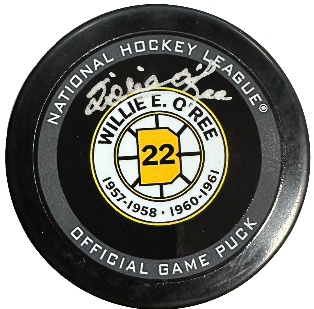 Willie O’Ree Jersey Retirement Night Autographed Boston Bruins Game Puck