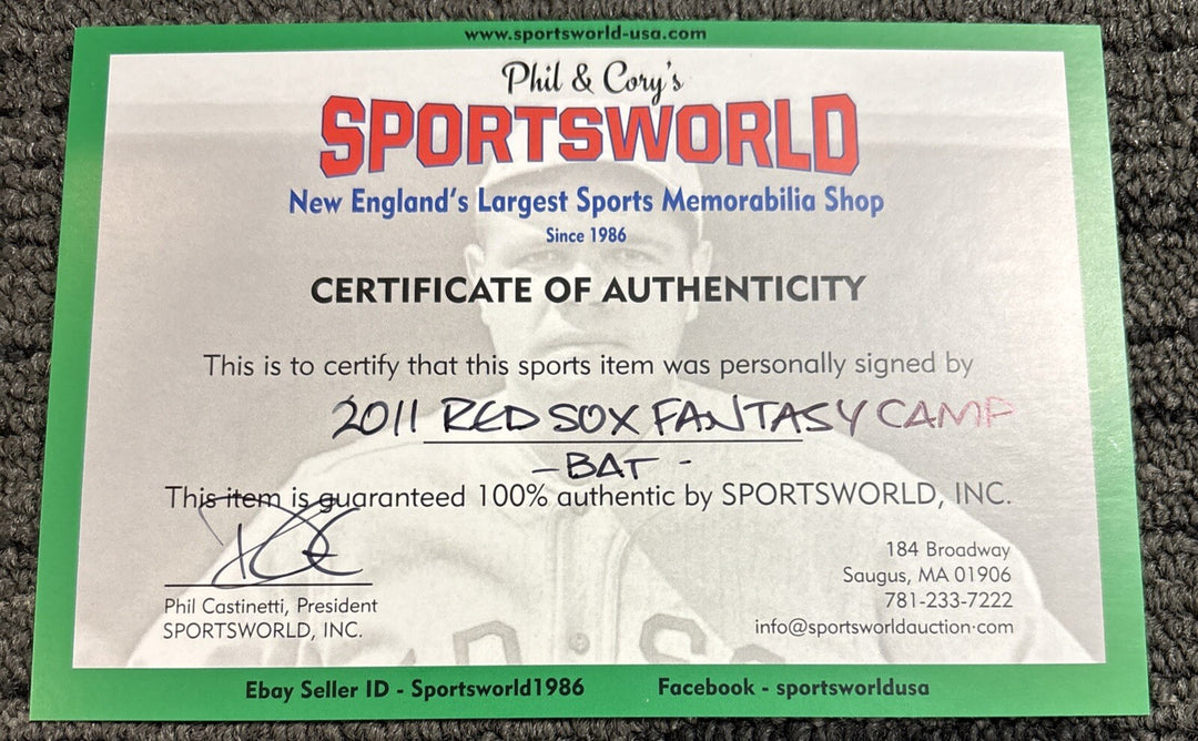 2011 Red Sox Fantasy Camp Signed Baseball Bat Petrocelli Campbell Bell Etc.