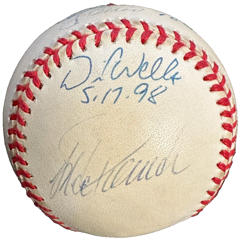 NY Yankees Perfect Game Battery Mates Signed Baseball Berra Larsen Cone BAS