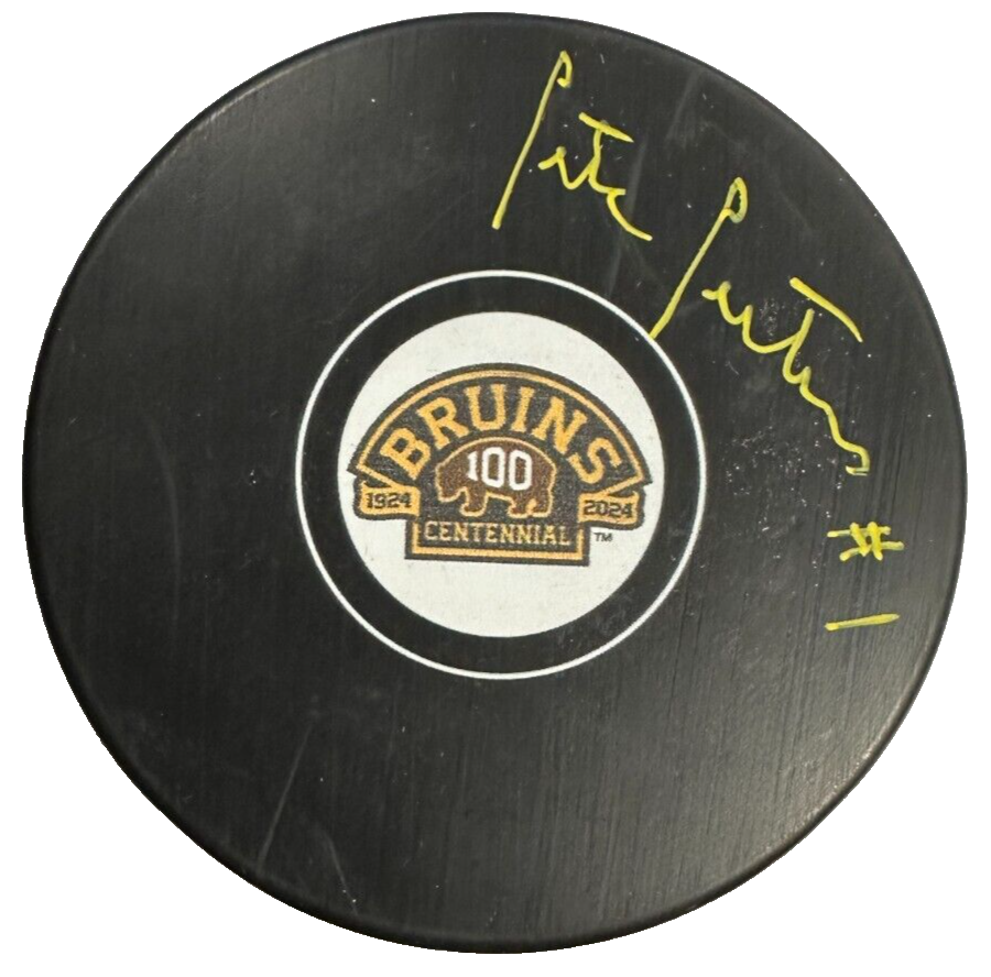 Pete Peeters Autographed Boston Bruins 100th Anniversary Hockey Puck NHL