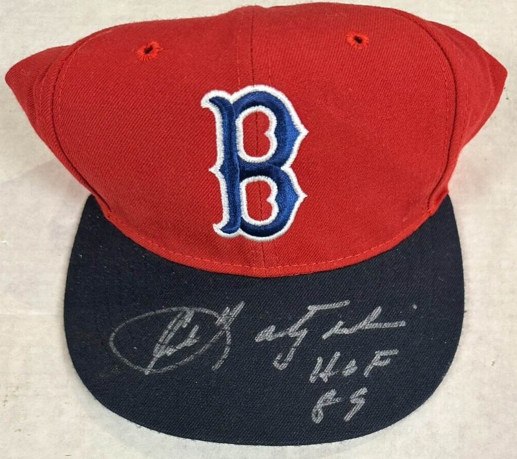 Carl Yastrzemski Autographed 1975 Red Sox Throwback Fitted Hat W/ HOF 89 BAS