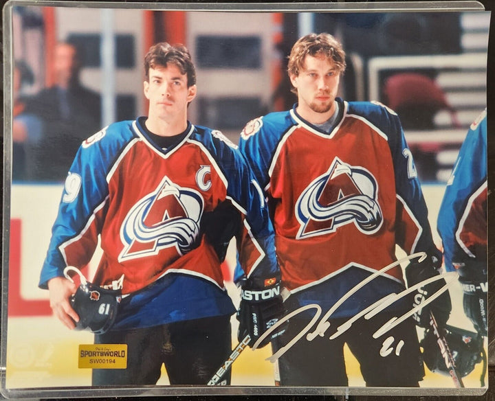 Peter Forsberg Autographed 8x10 Photo W/ Sakic Avalanche HOF