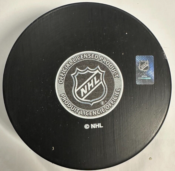 Bill Lesuk Autographed Boston Bruins 100th Anniversary Hockey Puck NHL