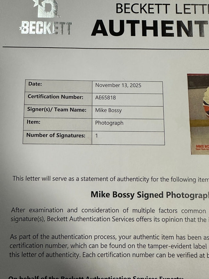 Mike Bossy Autographed New York Islanders 8x10 Photo Framed BAS HOF