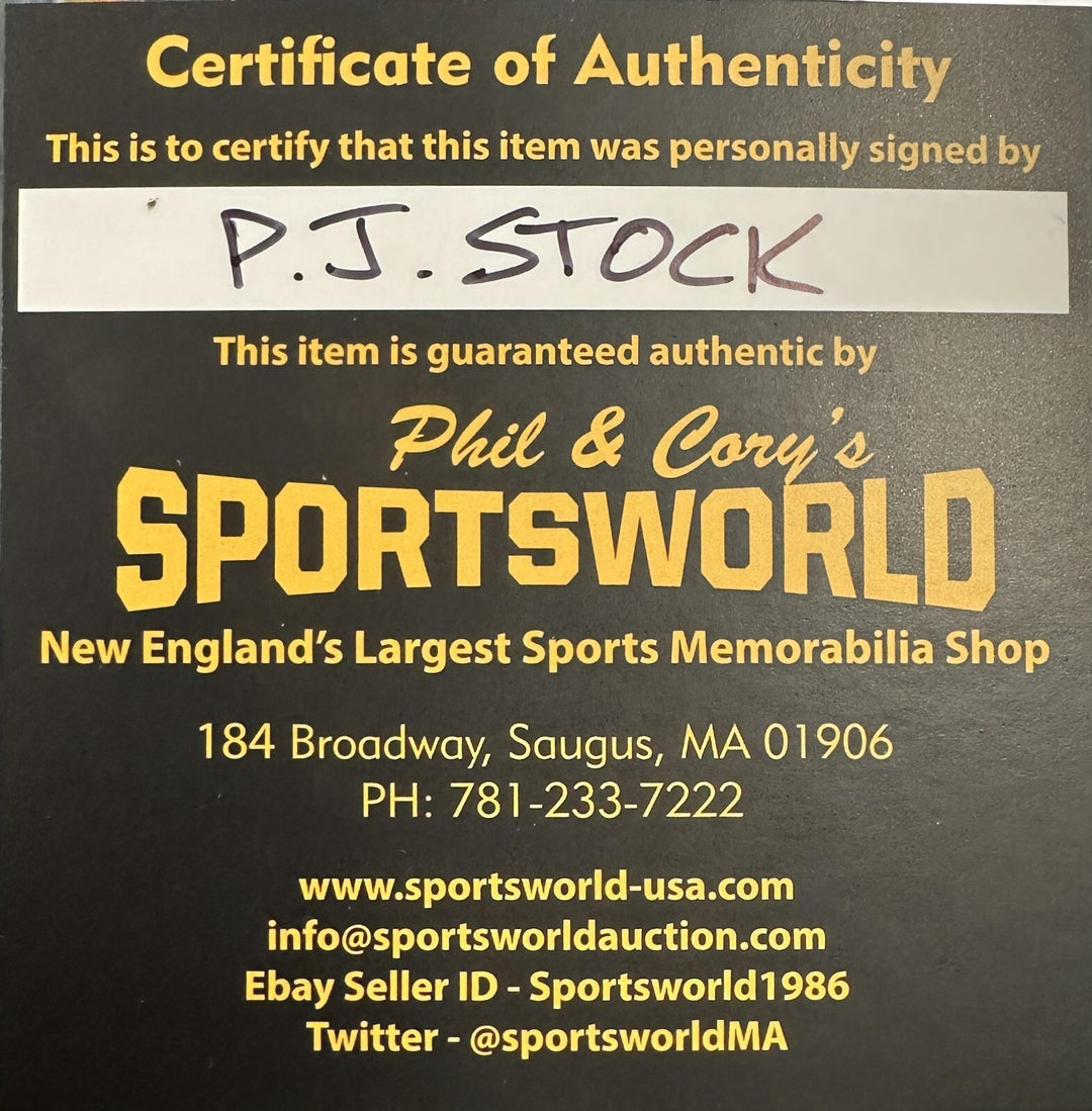 P.J. Stock Autographed Bruins 100th Anniversary Hockey Puck NHL