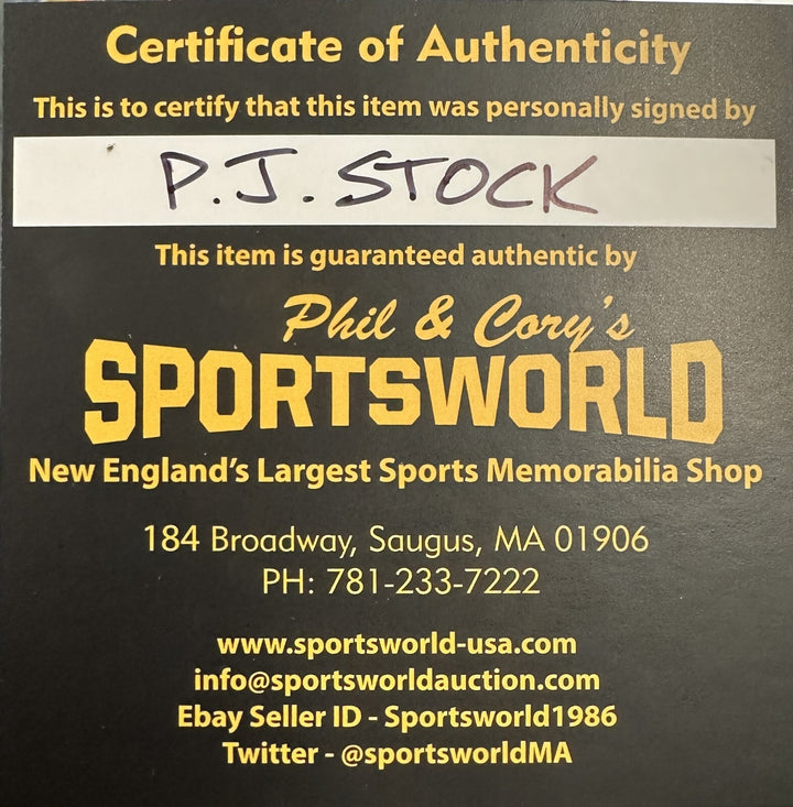 P.J. Stock Autographed Bruins 100th Anniversary Hockey Puck NHL