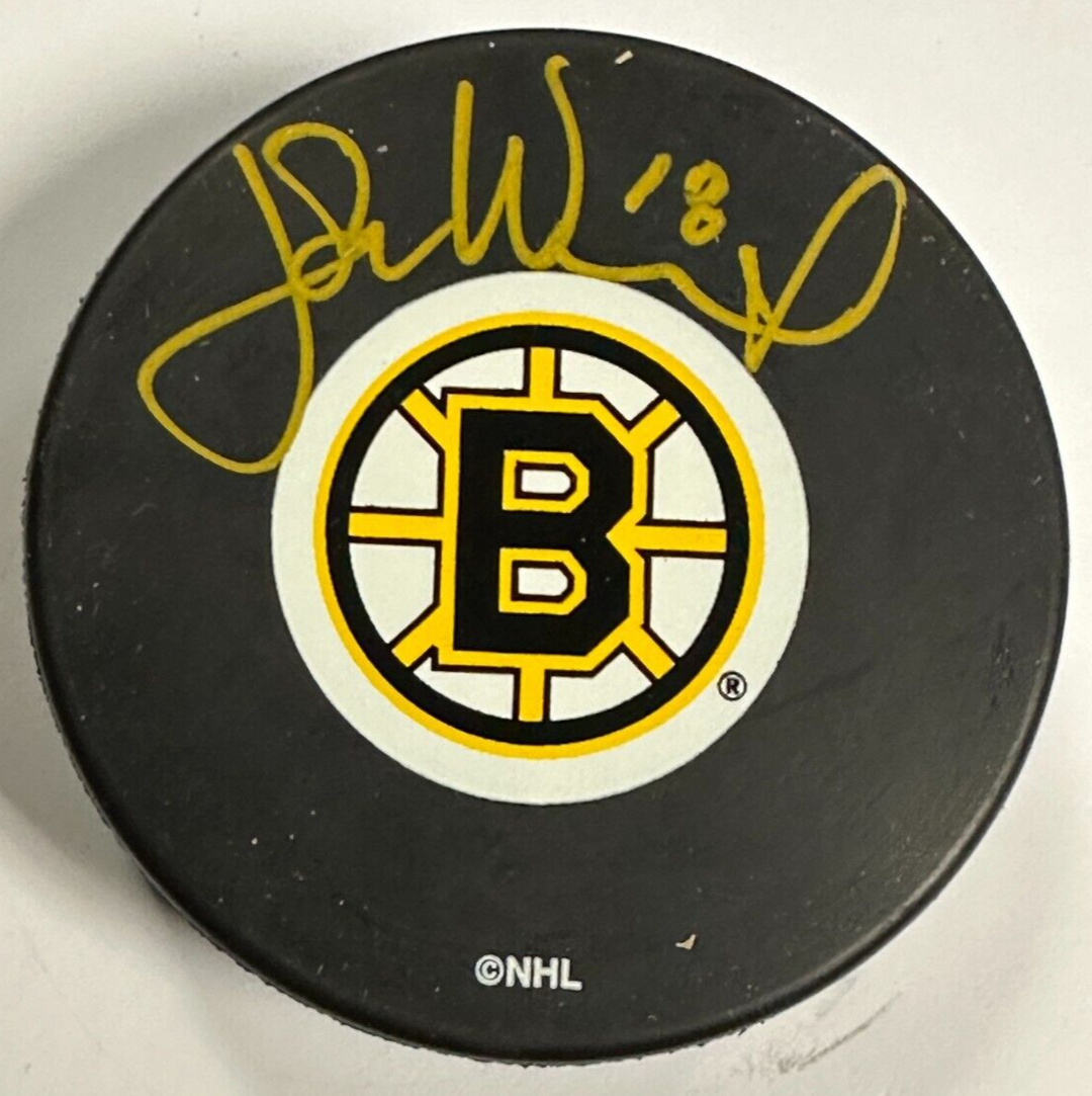 John Wensink Autographed Boston Bruins Hockey Puck BAS