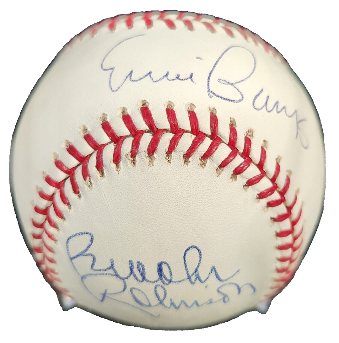 Brooks Robinson Ernie Banks Duke Snider Autographed OML Baseball HOF