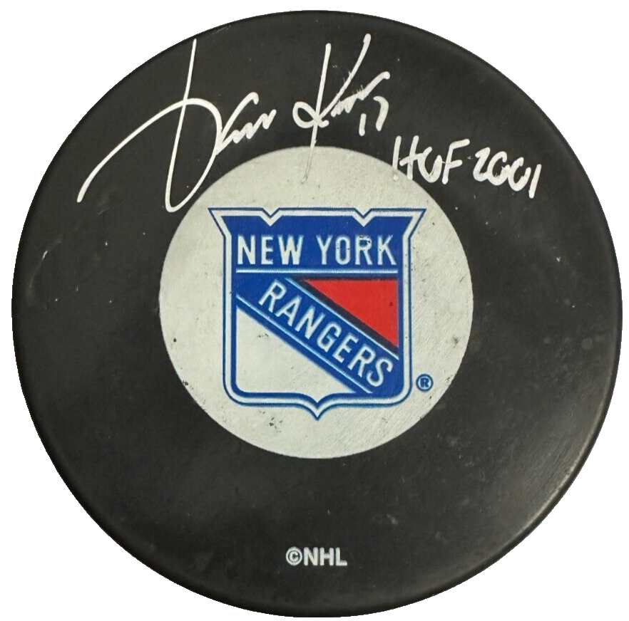 Jari Kurri Autographed New York Rangers Hockey Puck W/ HOF 2001 JSA