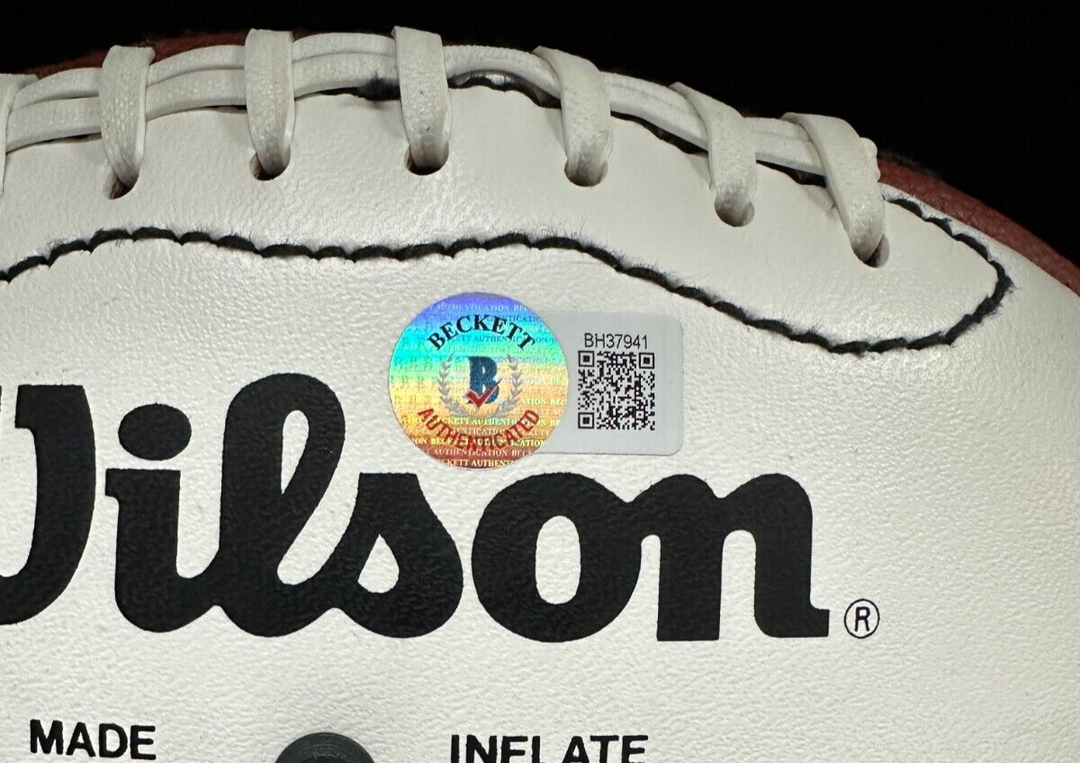 Y.A. Tittle Autographed Wilson NFL Football W/ HOF 71 & MVP 1957-61-63 Ins BAS