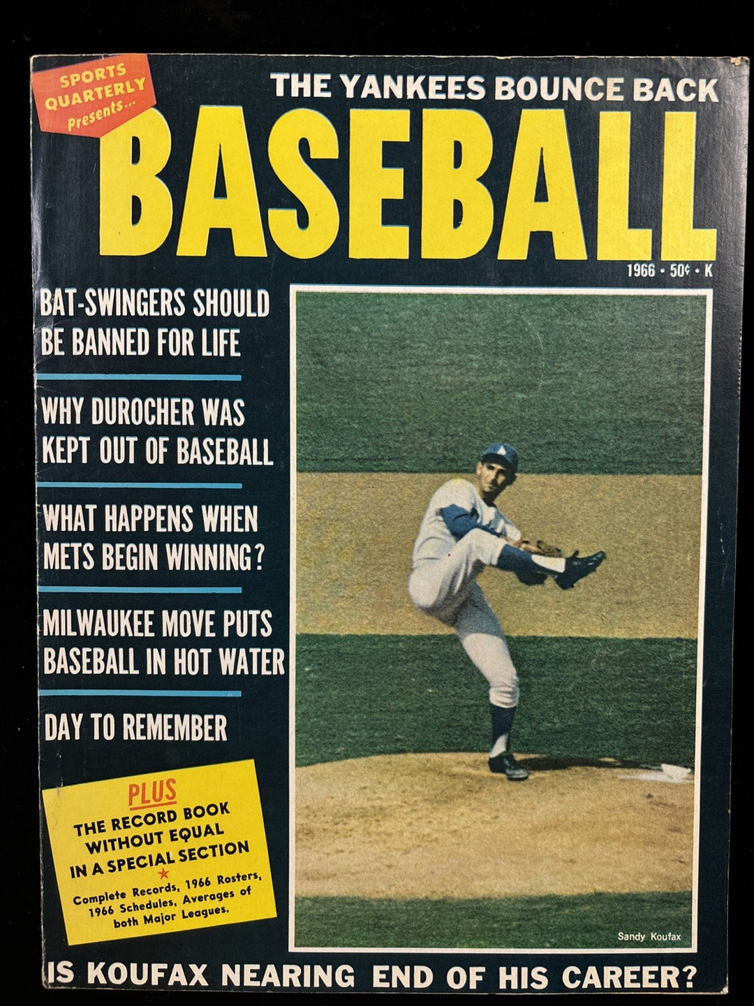 1966 Sports Quarterly Baseball Magazine Sandy Koufax Los Angeles Dodgers