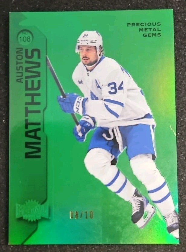 2023-24 Skybox Metal Universe Auston Matthews #108 Precious Metal Gems Green /10